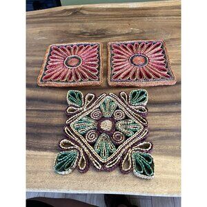 Vintage Rattan Trivet Woven Straw Decorative Hot Pad Set